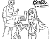 Dibujo de Barbie y su hermana merendando
