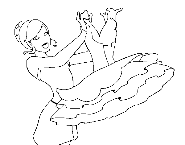 Dibujo de Barbie y su vestido de ballet para Colorear
