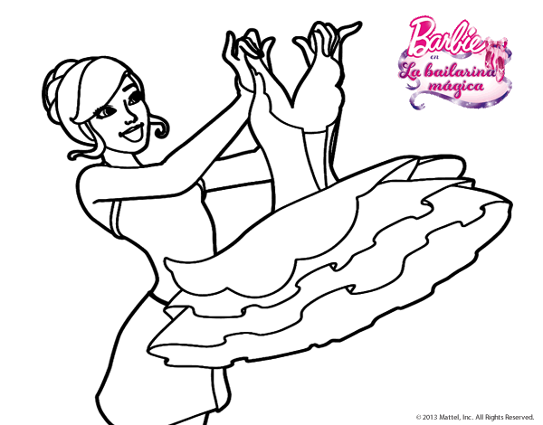 Dibujo de Barbie y su vestido de ballet para Colorear 