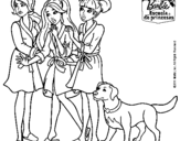 Dibujo de Barbie y sus amigas en bata para colorear