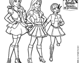 Dibujo de Barbie y sus compañeros de equipo para colorear