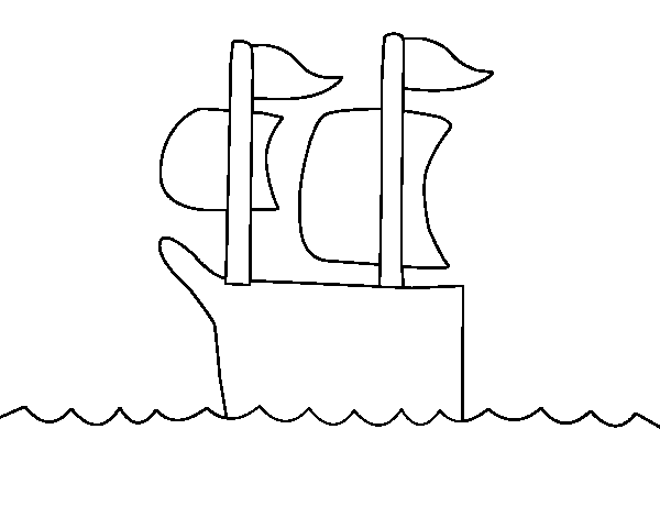 Dibujo de Barco en altamar para Colorear
