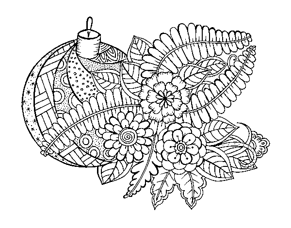 Dibujo de Bola de Navidad con decoración para Colorear