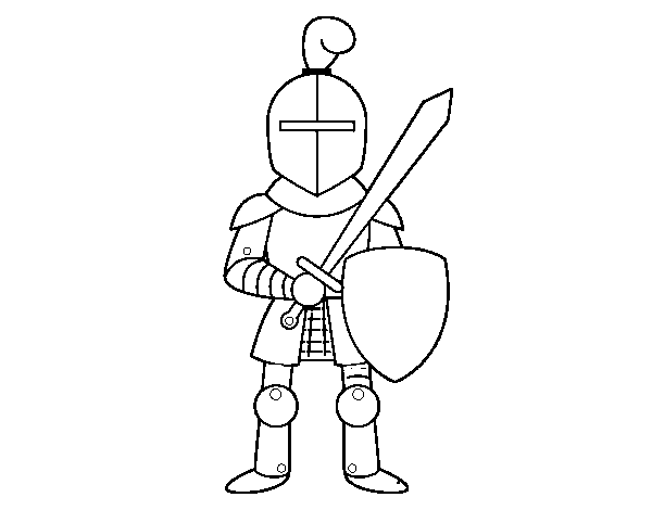 Dibujo de Caballero con espada y escudo para Colorear