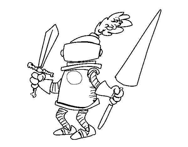 Dibujo de Caballero con espada y lanza para Colorear
