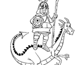 Dibujo de Caballero San Jorge y el dragon para colorear