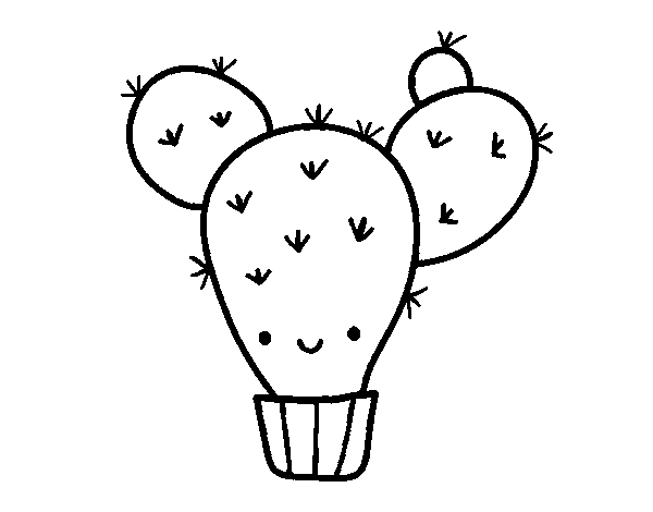 Dibujo de Cactus nopal para Colorear