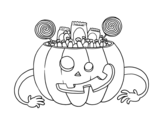 Dibujo de Calabaza de chuches de Halloween para colorear