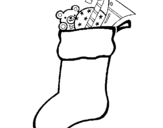 Dibujo de Calcetín con regalos 1 para colorear