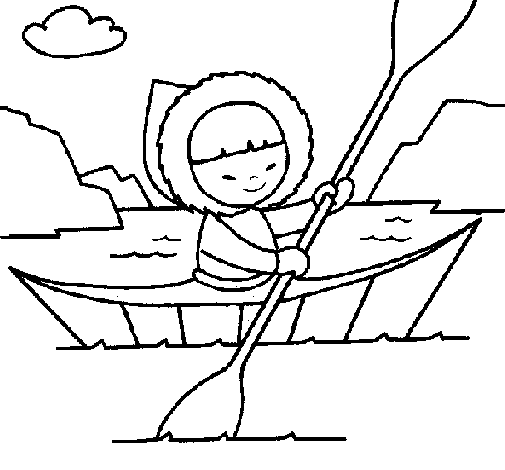 Dibujo de Canoa esquimal para Colorear