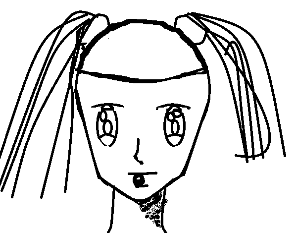 Dibujo de Cara de chica con coletas para Colorear