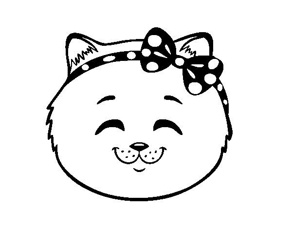 Dibujo de Cara de gatita feliz para Colorear