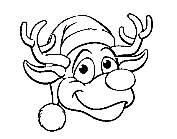 Dibujo de Cara de reno Rudolph para Colorear