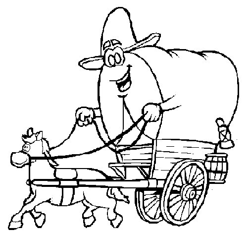 Dibujo de Carro vaquero para Colorear