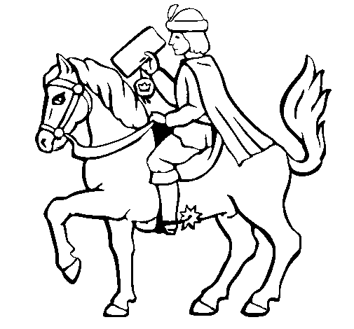 Dibujo de Cartero navideño en caballo para Colorear