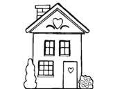 Dibujo de Casa con corazones para colorear