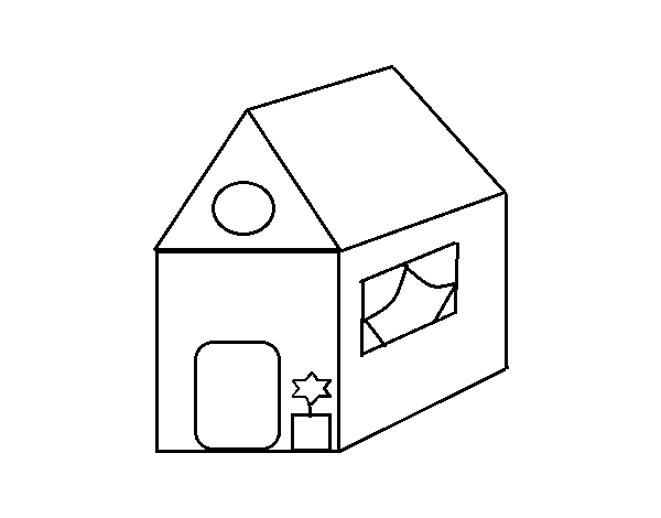 Dibujo de Casa con estrella para Colorear
