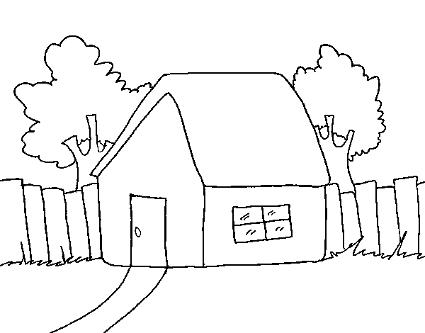 Dibujo de Casa con valla para Colorear