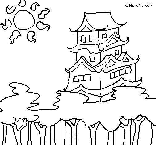 Dibujo de Casa japonesa para Colorear