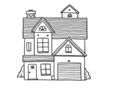 Dibujo de Casa unifamiliar americana para colorear