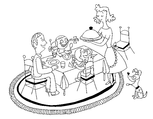 Dibujo de Cena familiar para Colorear