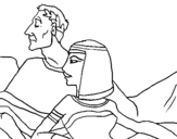 Dibujo de César y Cleopatra para colorear