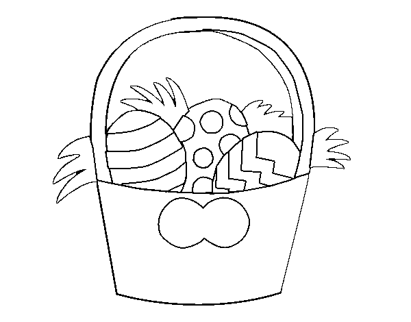 Dibujo de Cesto con huevos de pascua para Colorear