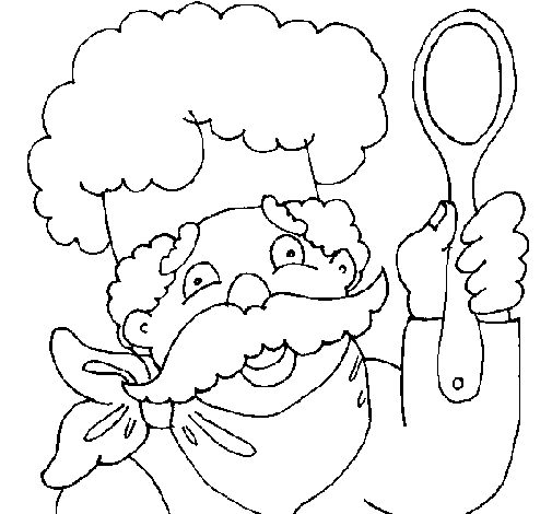 Dibujo de Chef con bigote para Colorear