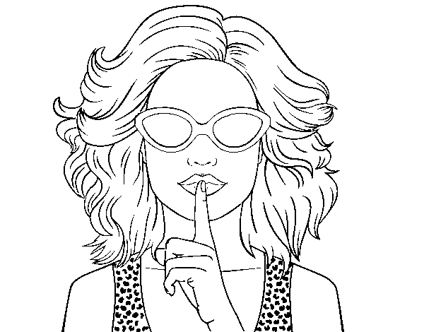 Dibujo de Chica con gafas de sol para Colorear
