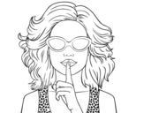 Dibujo de Chica con gafas de sol para colorear