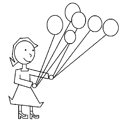Dibujo de Chica con globos 1 para Colorear