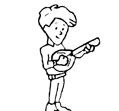 Dibujo de Chico con la mandolina para Colorear
