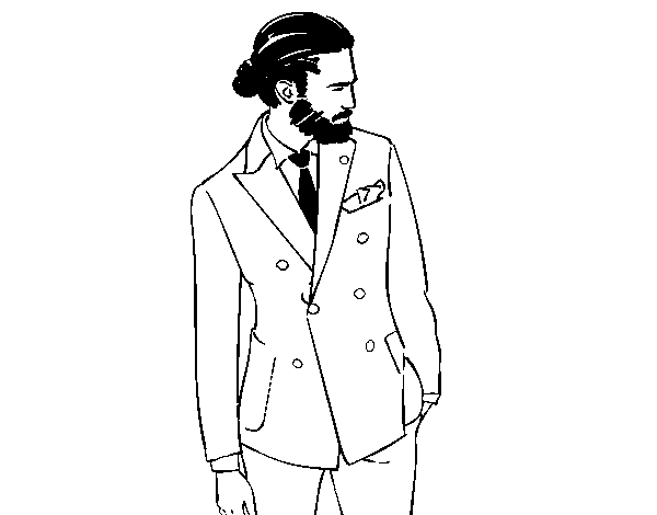 Dibujo de Chico moderno con traje para Colorear