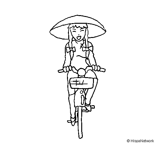 Dibujo de China en bicicleta para Colorear