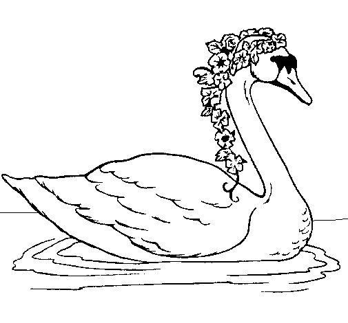 Dibujo de Cisne con flores para Colorear