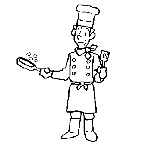 Dibujo de Cocinero cocinando para Colorear