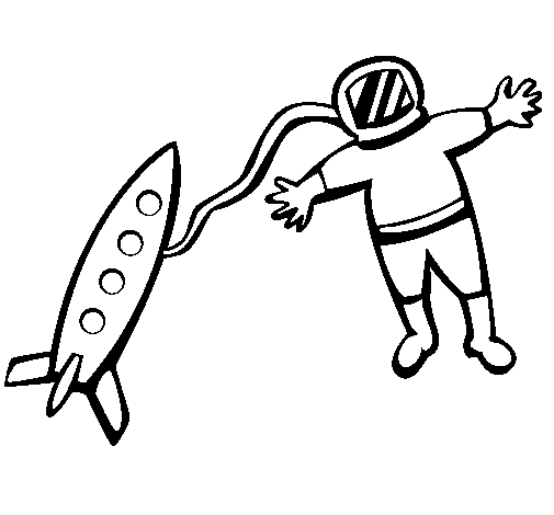 Dibujo de Cohete y astronauta para Colorear