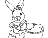Dibujo de Coneja de pascua con la regadera para colorear