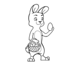 Dibujo de Conejito con huevo de Pascua para colorear
