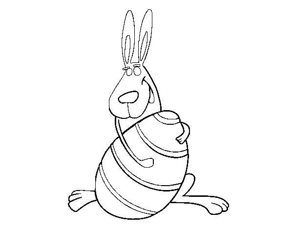 Dibujo de Conejo abrazando un huevo para Colorear