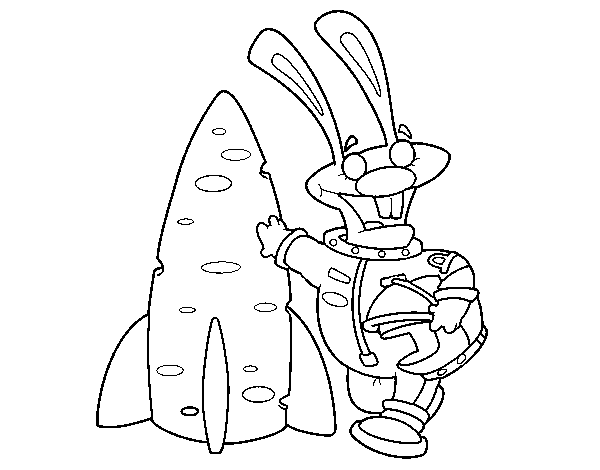 Dibujo de Conejo astronauta para Colorear