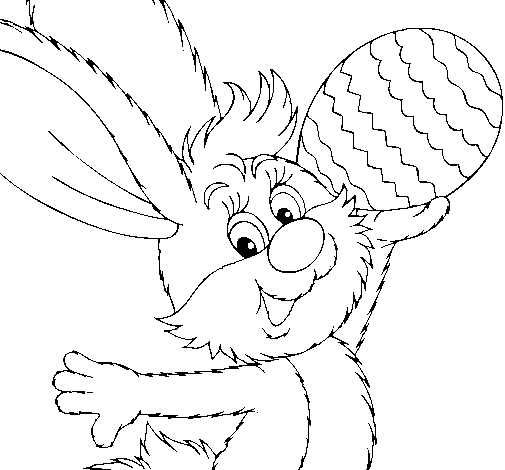 Dibujo de Conejo y huevo de pascua II para Colorear