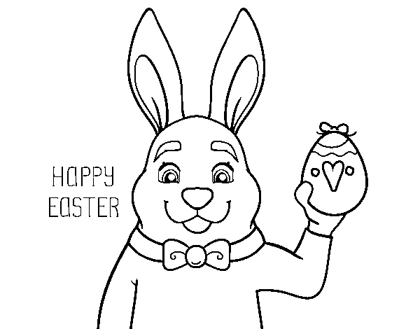 Dibujo de Conejo y Pascua para Colorear