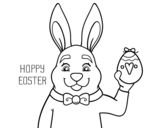Dibujo de Conejo y Pascua para colorear