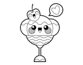 Dibujo de Copa de helado kawaii para colorear