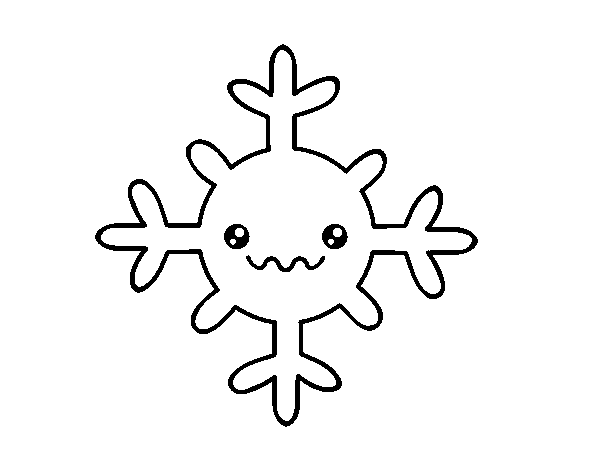 Dibujo de Copo de nieve kawaii para Colorear