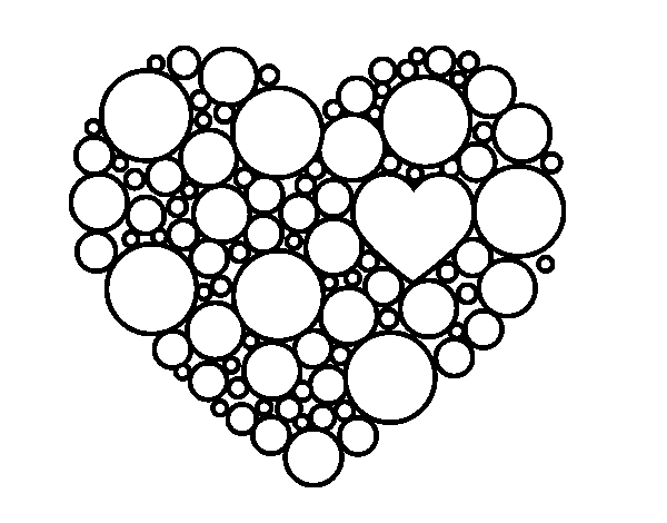  Dibujo de Corazón de círculos para Colorear