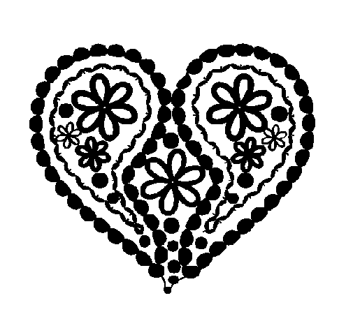 Dibujo de Corazón de flores para Colorear