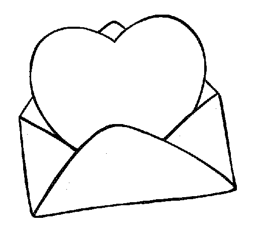 Dibujo de Corazón en un sobre para Colorear