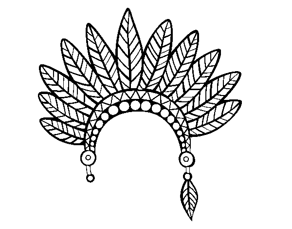 Dibujo de Corona de plumas de jefe indio para Colorear